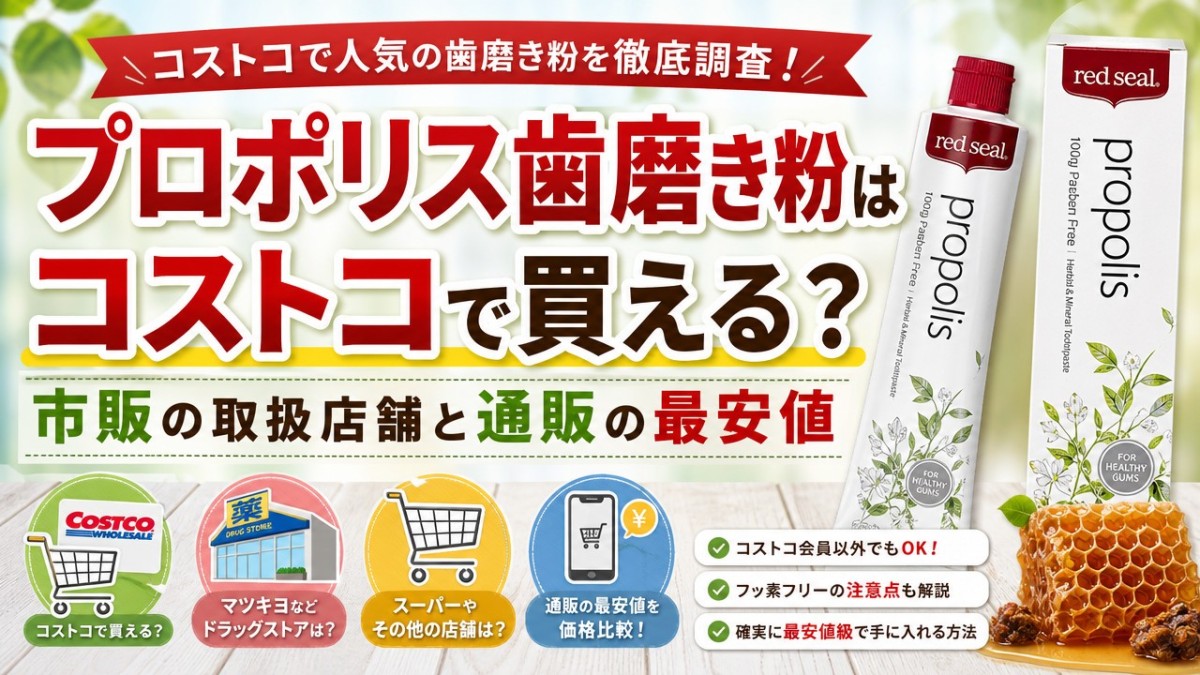 プロポリス歯磨き粉はコストコで買える?市販の取扱店舗と通販の最安値